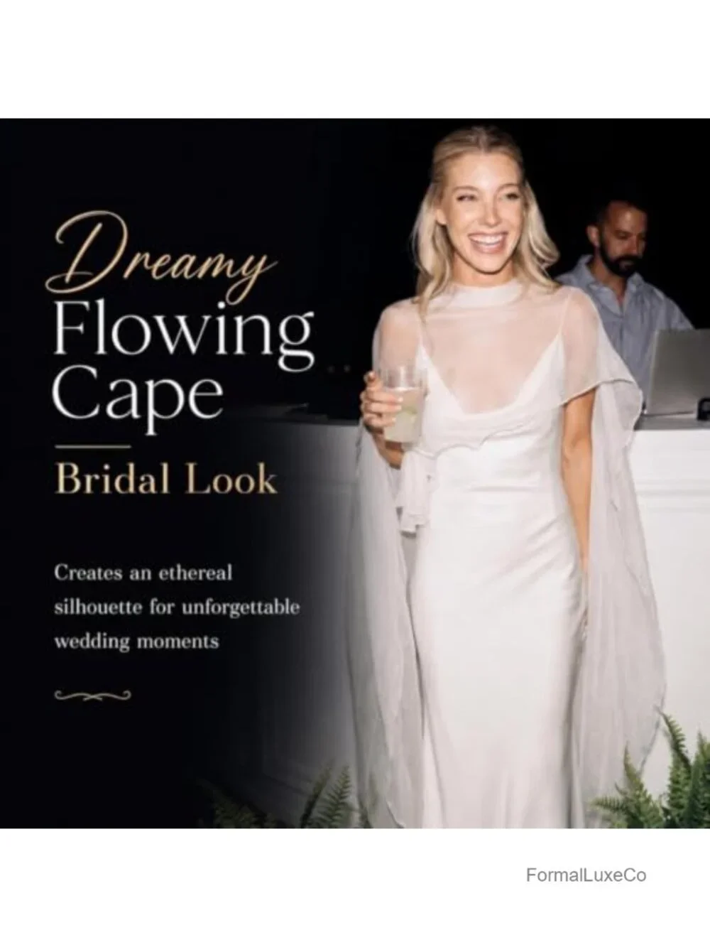 Chiffon Bridal Cape Asymmetric Wedding Shawl Wrap Cover Up